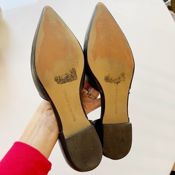 Saks Fifth Ave Black Leather Mule - 7 - Picture 2 of 4